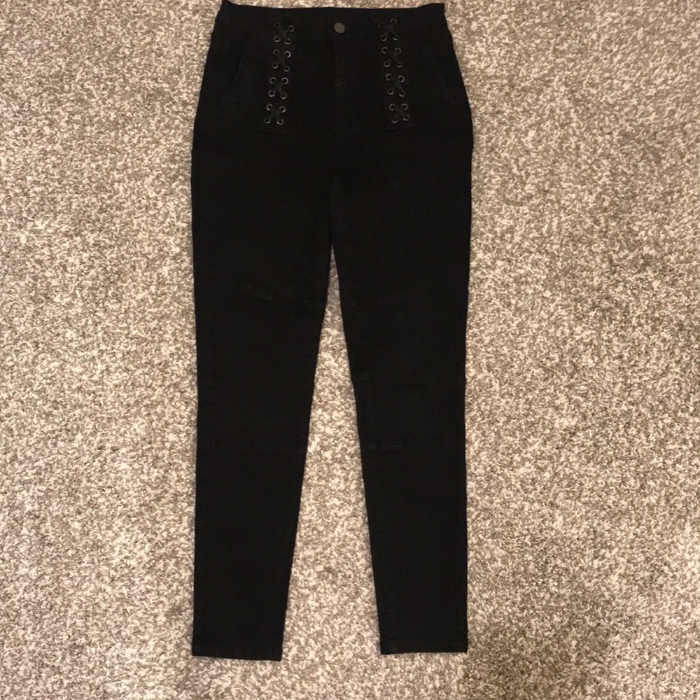 BLANKNYC Black Jeans with leather lace up